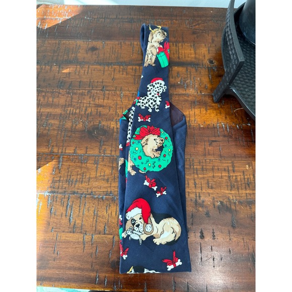 Zylos George Machado Christmas Holiday Novelty Dogs Silk Necktie Men's - Picture 2 of 5
